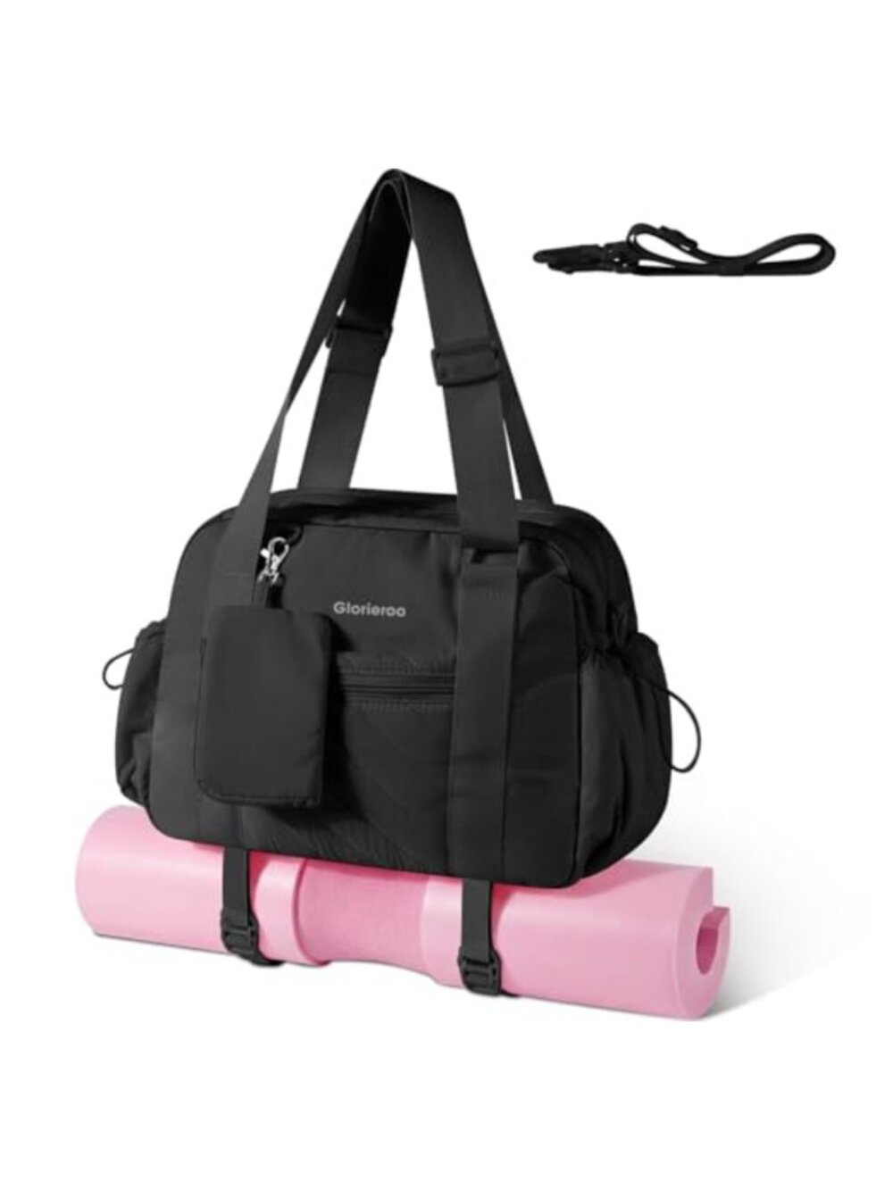 Small Puffer Gym Bag Weekender Duffel with Yoga Mat Holder Wet Compartment TSA